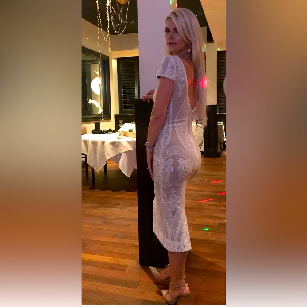 Dress the Population White Backless Dress